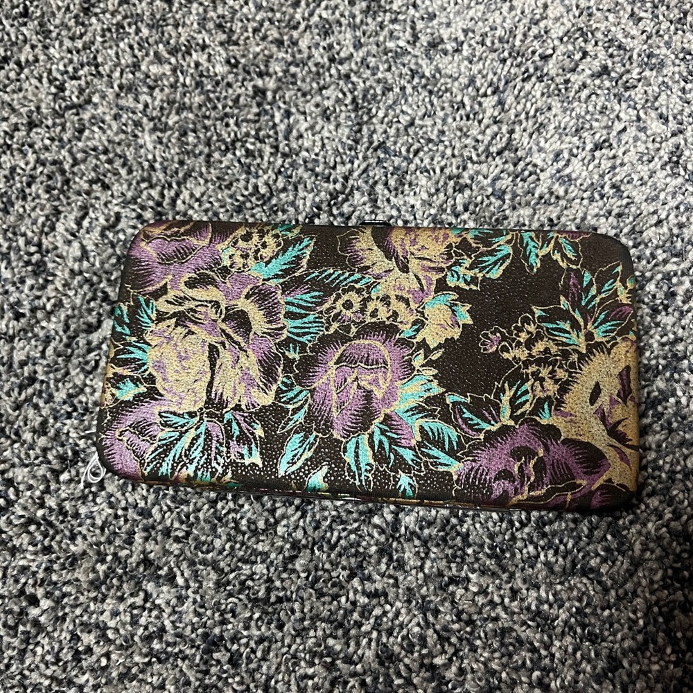 Urban Outfitters Black and Purple Floral Wallet